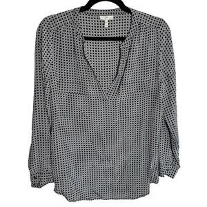 Joie Women's Black White Printed 100% Silk Blouse Size Medium